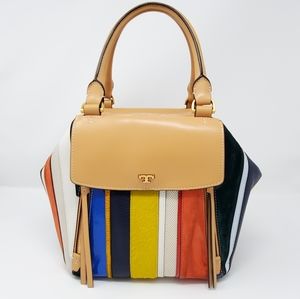 Striped Tory Burch Half Moon Satchel